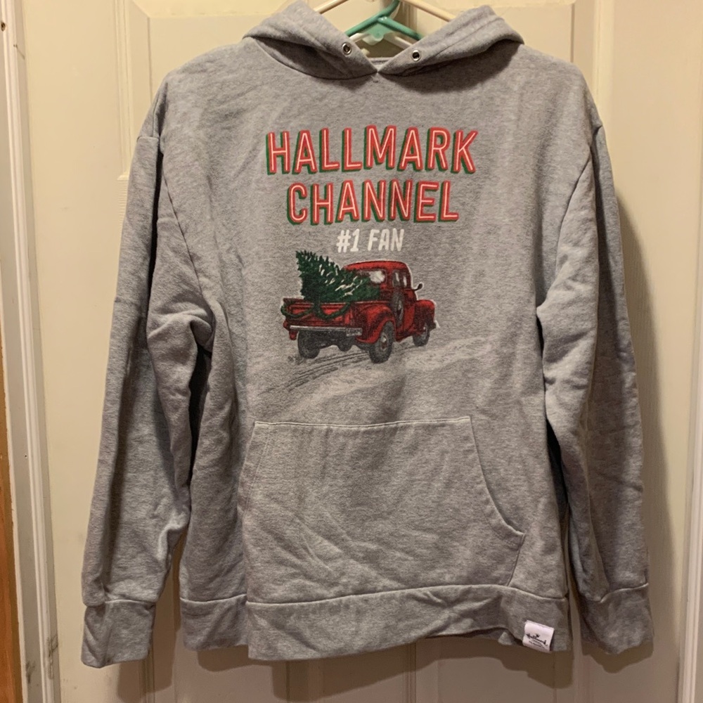 Hallmark Gray Hoodie Sweater with Festive Design